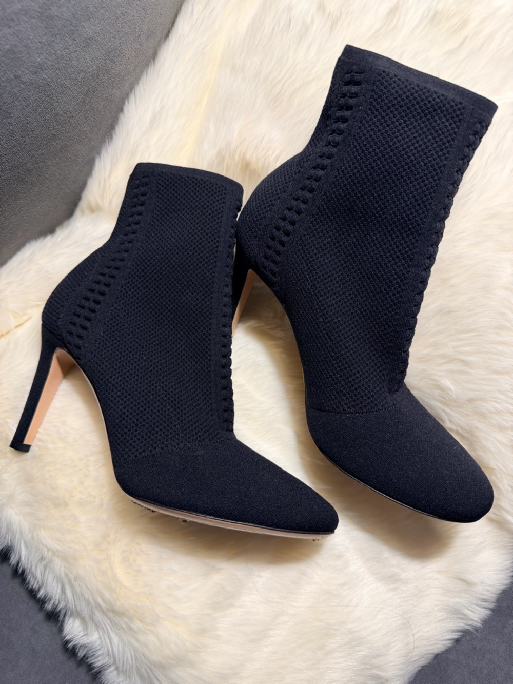 Gianvito Rossi Black Knit Stiletto Ankle Boots